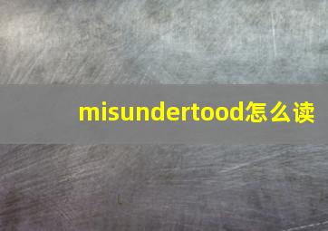 misundertood怎么读