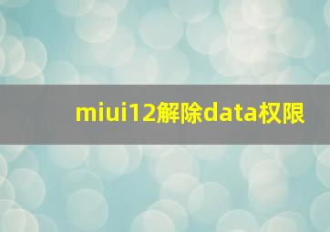 miui12解除data权限