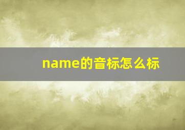 name的音标怎么标