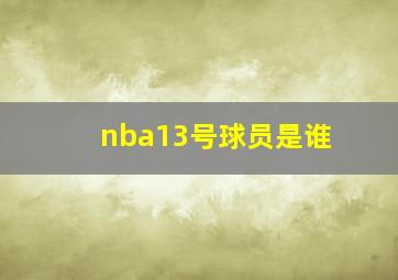 nba13号球员是谁