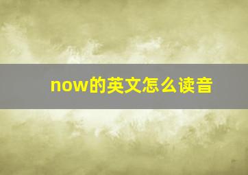 now的英文怎么读音