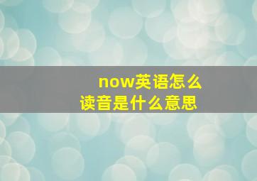 now英语怎么读音是什么意思