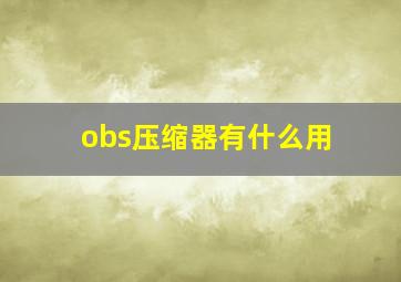 obs压缩器有什么用