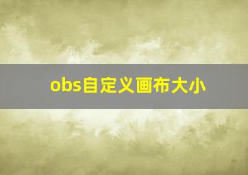 obs自定义画布大小