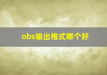 obs输出格式哪个好