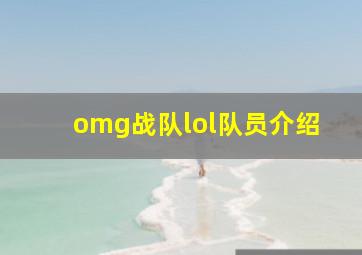 omg战队lol队员介绍