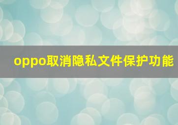 oppo取消隐私文件保护功能