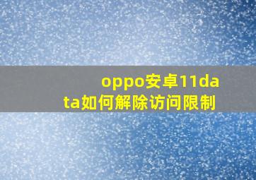 oppo安卓11data如何解除访问限制