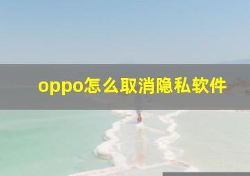 oppo怎么取消隐私软件