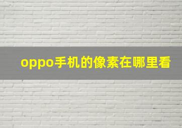 oppo手机的像素在哪里看