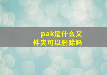 pak是什么文件夹可以删除吗