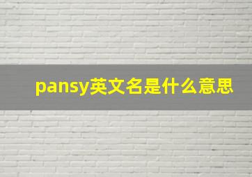 pansy英文名是什么意思