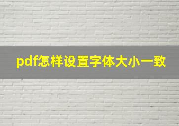 pdf怎样设置字体大小一致