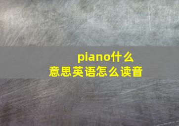 piano什么意思英语怎么读音