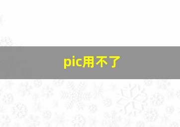 pic用不了