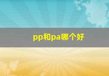 pp和pa哪个好