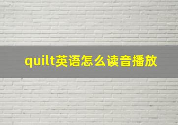 quilt英语怎么读音播放