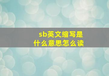 sb英文缩写是什么意思怎么读