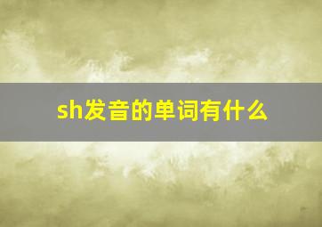 sh发音的单词有什么