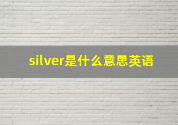 silver是什么意思英语