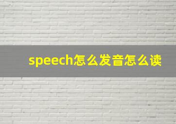 speech怎么发音怎么读