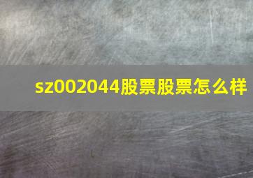 sz002044股票股票怎么样