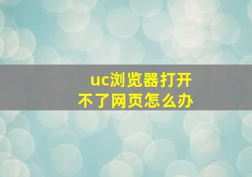 uc浏览器打开不了网页怎么办