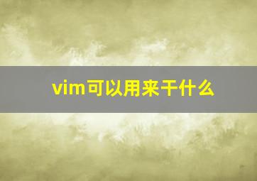 vim可以用来干什么