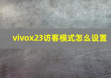 vivox23访客模式怎么设置