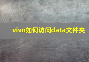 vivo如何访问data文件夹