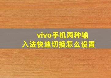 vivo手机两种输入法快速切换怎么设置