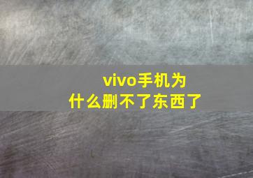 vivo手机为什么删不了东西了