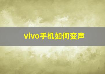 vivo手机如何变声