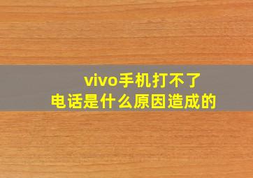 vivo手机打不了电话是什么原因造成的