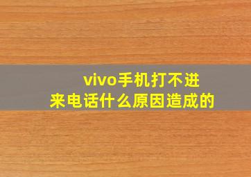 vivo手机打不进来电话什么原因造成的