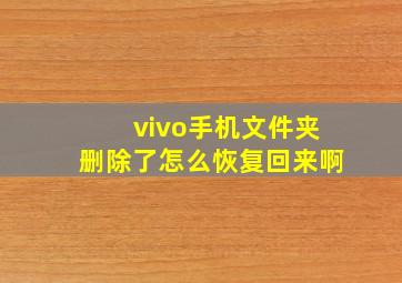 vivo手机文件夹删除了怎么恢复回来啊