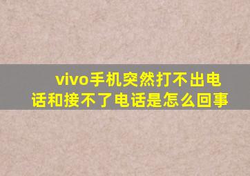 vivo手机突然打不出电话和接不了电话是怎么回事