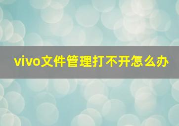 vivo文件管理打不开怎么办