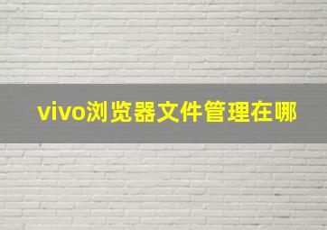 vivo浏览器文件管理在哪