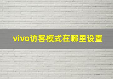 vivo访客模式在哪里设置