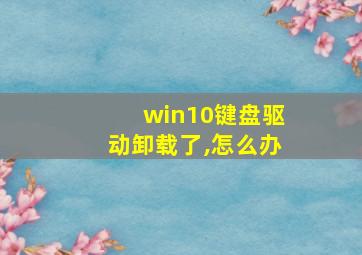 win10键盘驱动卸载了,怎么办