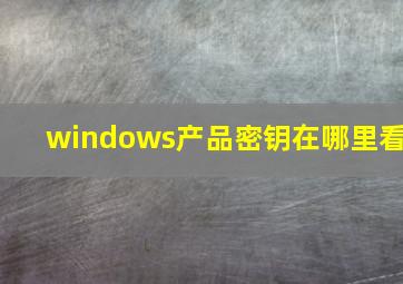 windows产品密钥在哪里看