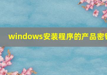 windows安装程序的产品密钥