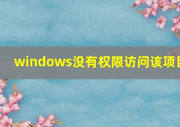 windows没有权限访问该项目