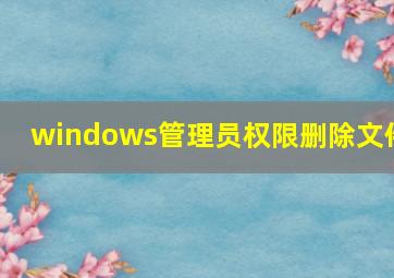 windows管理员权限删除文件