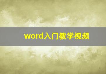 word入门教学视频