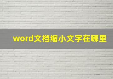 word文档缩小文字在哪里