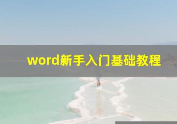 word新手入门基础教程