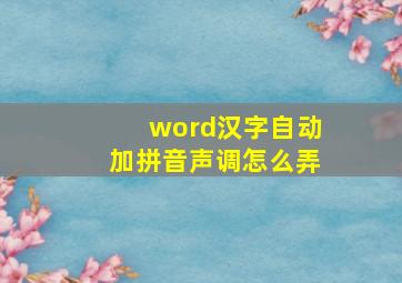 word汉字自动加拼音声调怎么弄