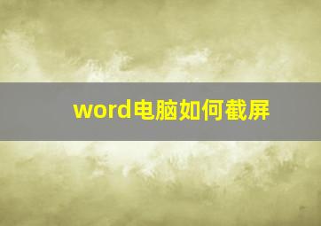 word电脑如何截屏